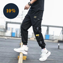 Load image into Gallery viewer, Men&#39;s Side Pockets Cargo Harem Pants 2020 Ribbons Black Hip Hop Casual Male Joggers Trousers Fashion Casual Streetwear Pants