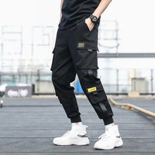 Load image into Gallery viewer, Men&#39;s Side Pockets Cargo Harem Pants 2020 Ribbons Black Hip Hop Casual Male Joggers Trousers Fashion Casual Streetwear Pants